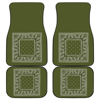 Quad Army Green Bandana Car Mats - Minimal