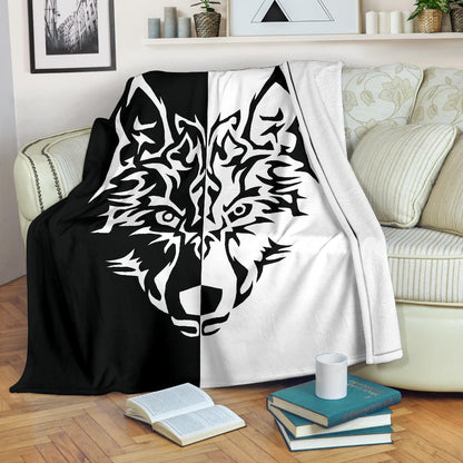 White Wolf Tribal Fleece Throw Blanket