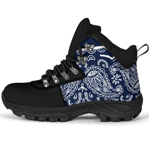 Navy Blue and White Bandana Alpine Boots