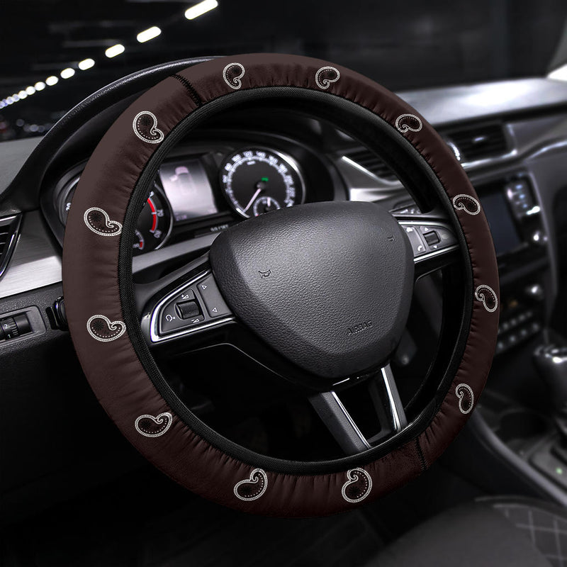 brown paisley steering wheel cover