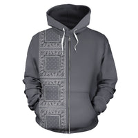 gray bandana zip hoodie front view