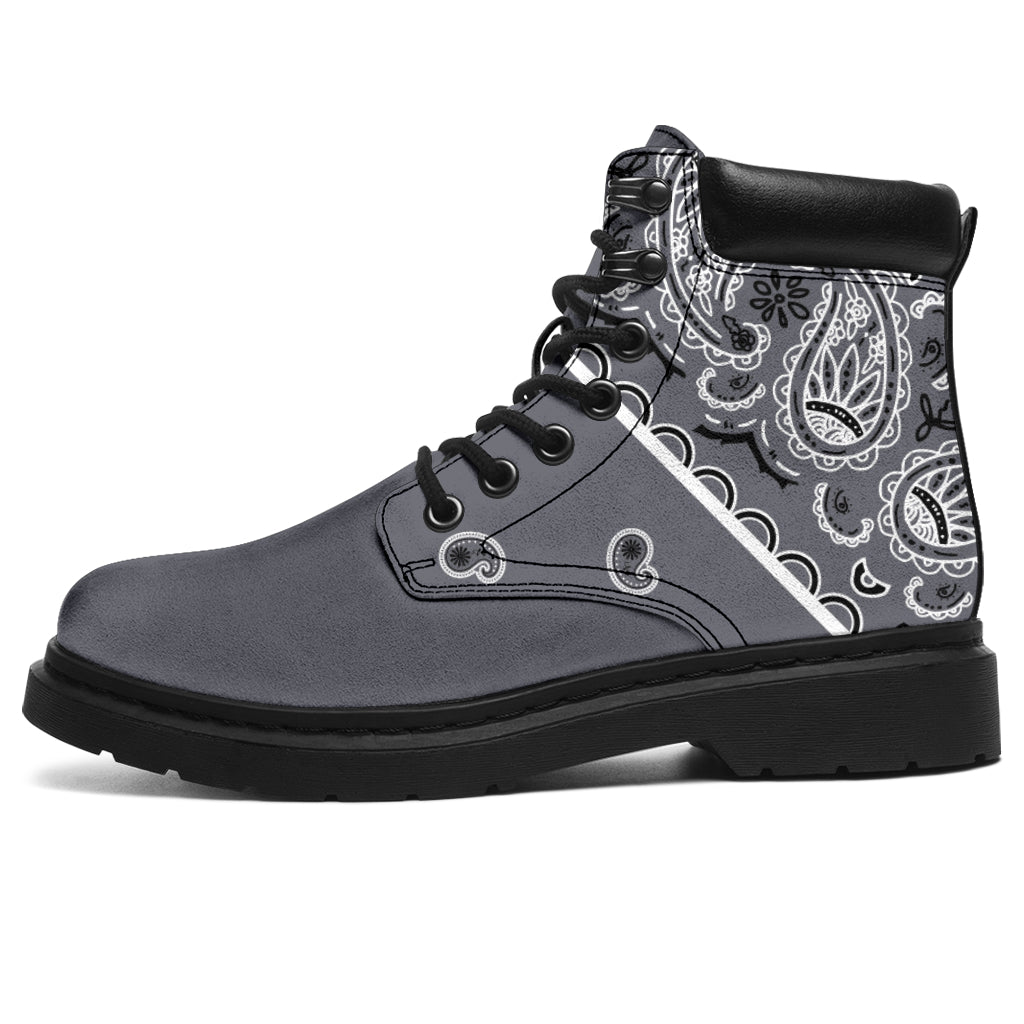 vegan boots with bandana print