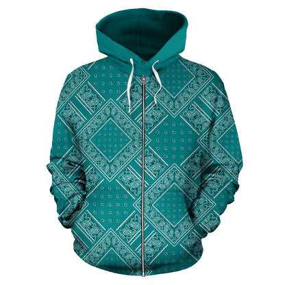 teal zip hoodie