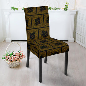 Black Gold Bandana Dining Chair Slipcover