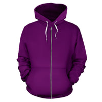 purple zip hoodie front view