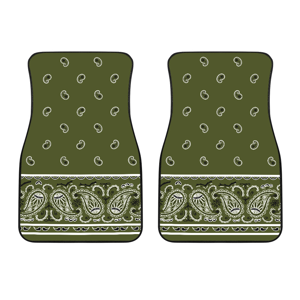 Dual Army Green Bandana Car Mats - Fancy