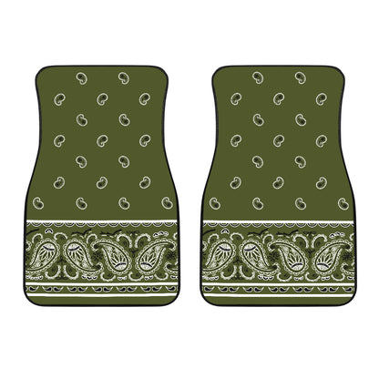 Dual Army Green Bandana Car Mats - Fancy
