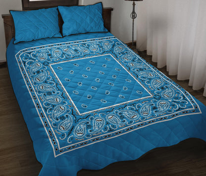 Quilt Set - Sky Blue Bandana Quilt w/Shams