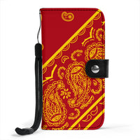 red and gold bandana phone wallet
