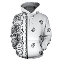 white bandana pullover hoodie front view