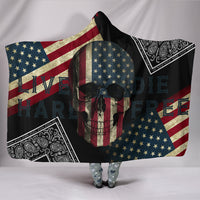 Live Hard Flag and Skull Hooded Blanket