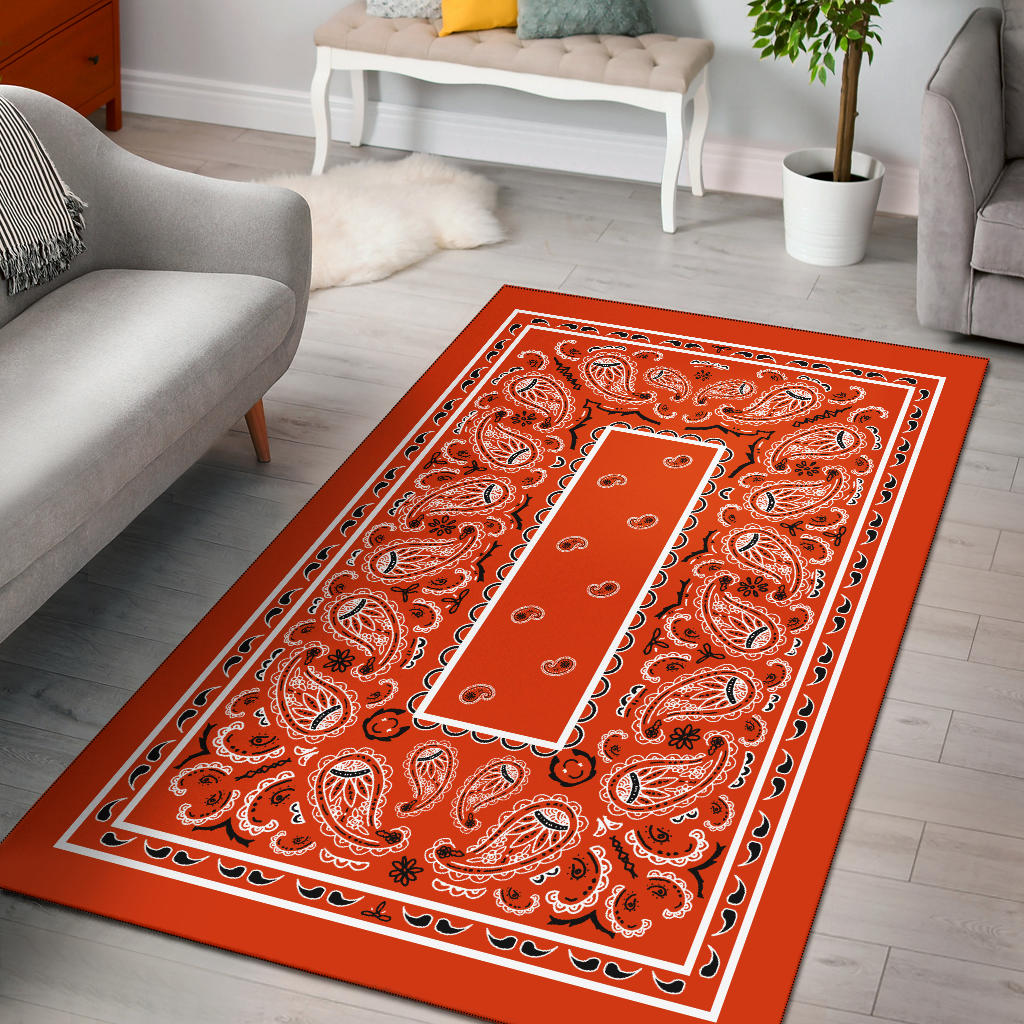 Perfect Orange Bandana Area Rugs - Fitted