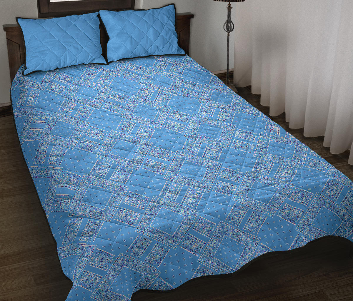 Quilt Set - Lt Blue Bandana DB Quilt w/Shams