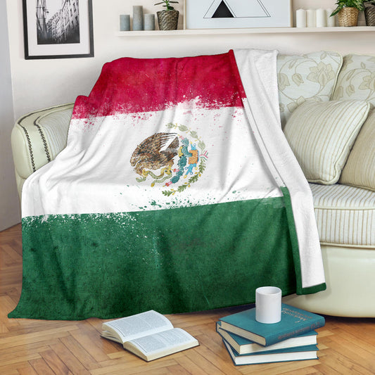 Mexico Flag Fleece Throw Blanket
