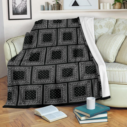 Black Bandana Patch Throw Blankets