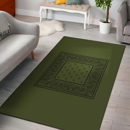 Army Green and Black Bandana Area Rugs - Minimal