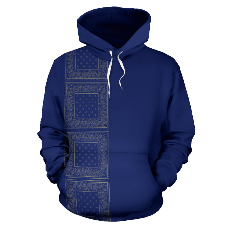 blue gray bandana hoodie front view