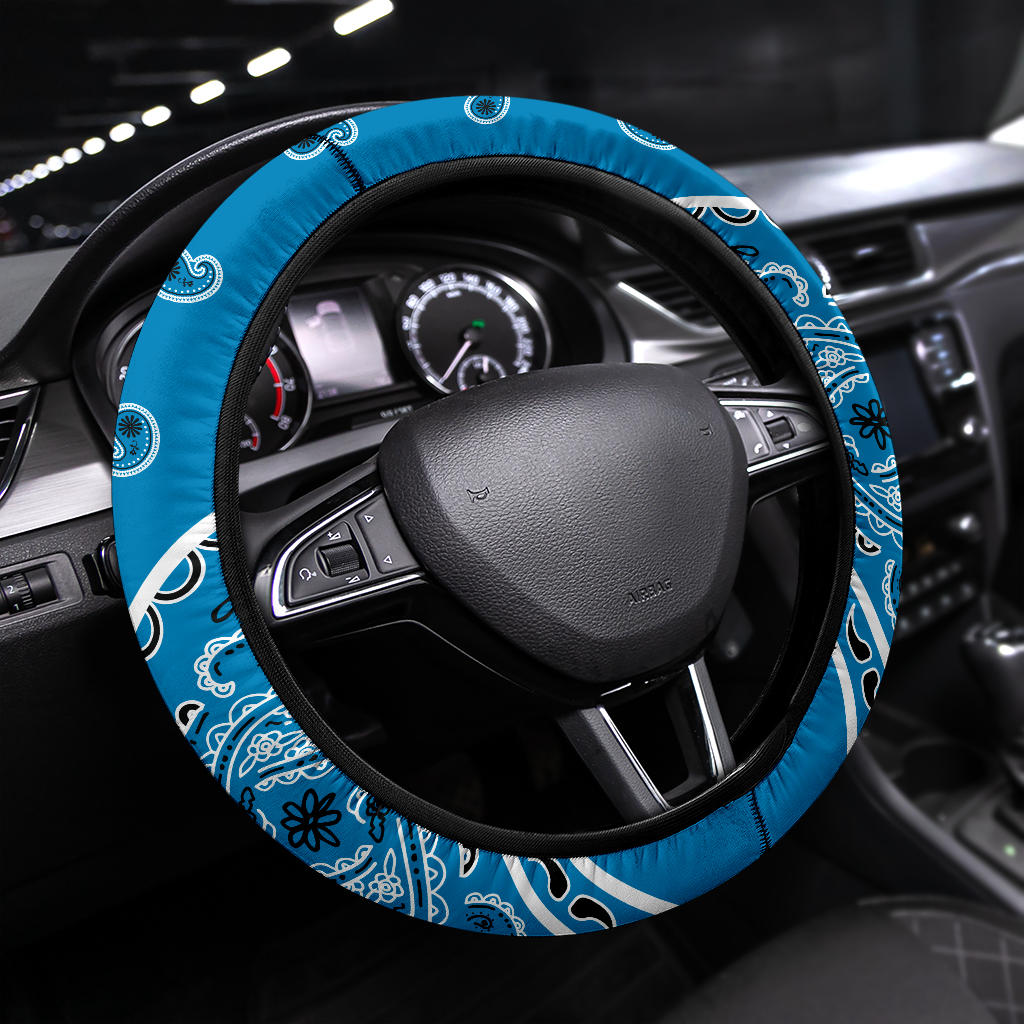 light blue bandana steering wheel cover