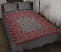 Quilt Set - Gray and Red Bandana Quilt w/Shams