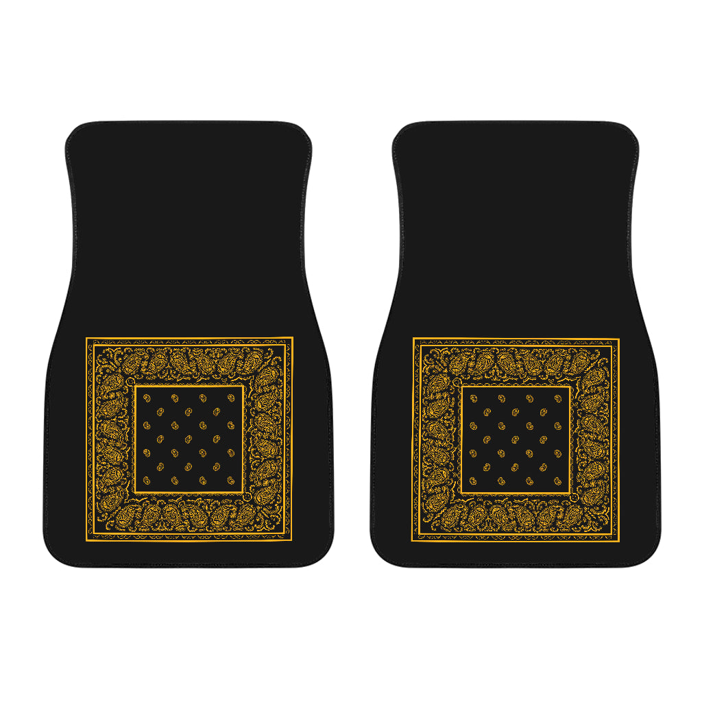 Dual Black Gold Bandana Car Mats - Minimal
