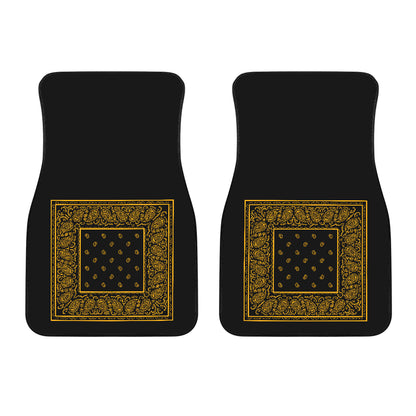 Dual Black Gold Bandana Car Mats - Minimal