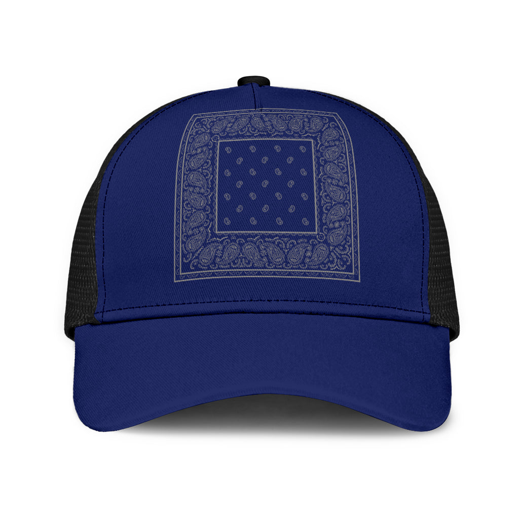 Blue and Gray Bandana Simple Mesh Back Cap