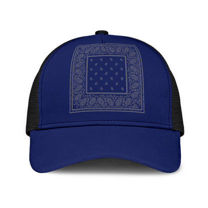 Blue and Gray Bandana Simple Mesh Back Cap