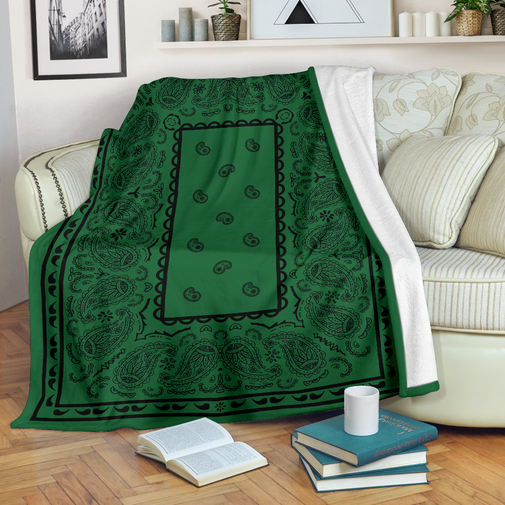 Green with Black Bandana Throw Blanket