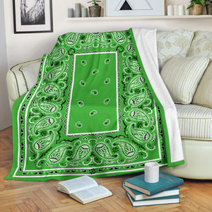 Green Bandana Fleece Throw Blanket