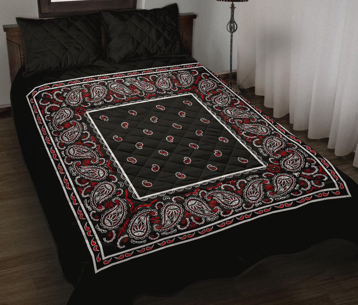 Quilt Set - Wicked Black Bandana Quilt w/Shams