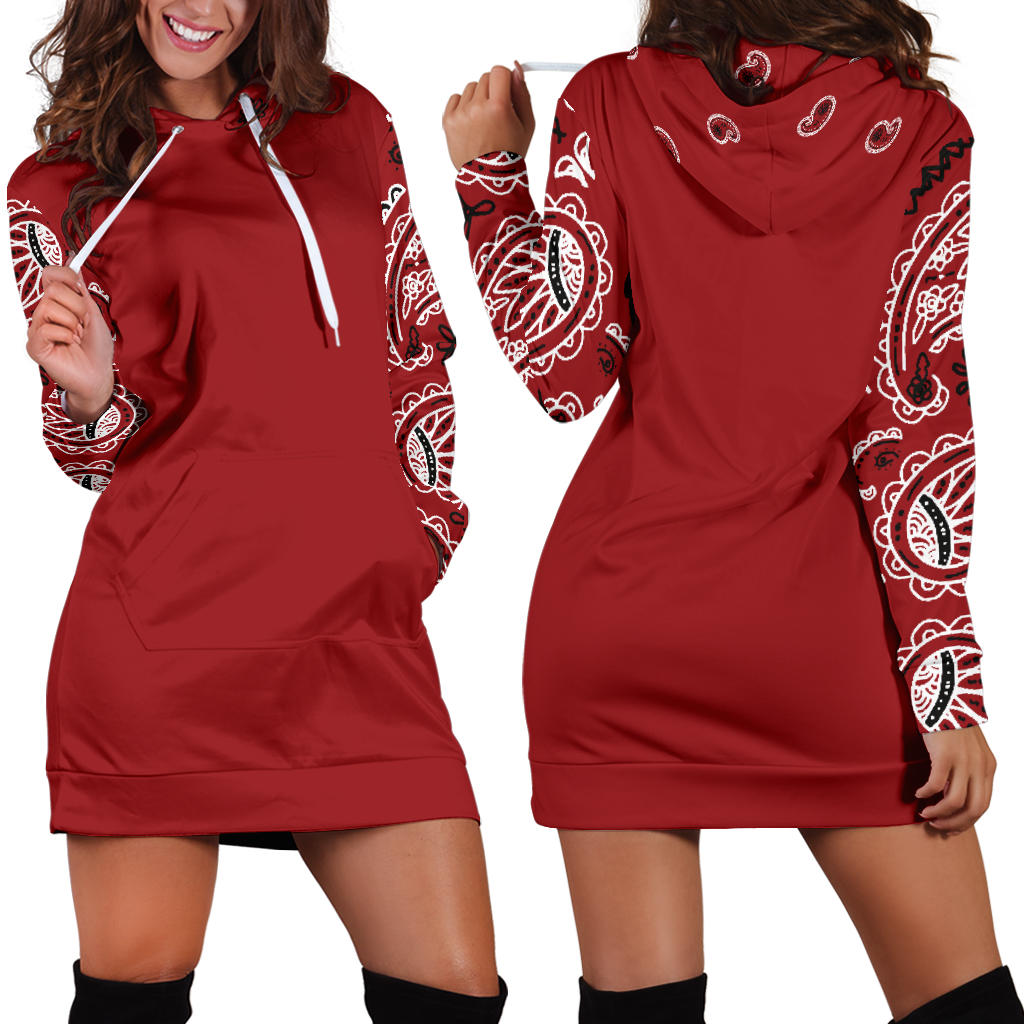 front and back Red Bandana Hoodie Dress