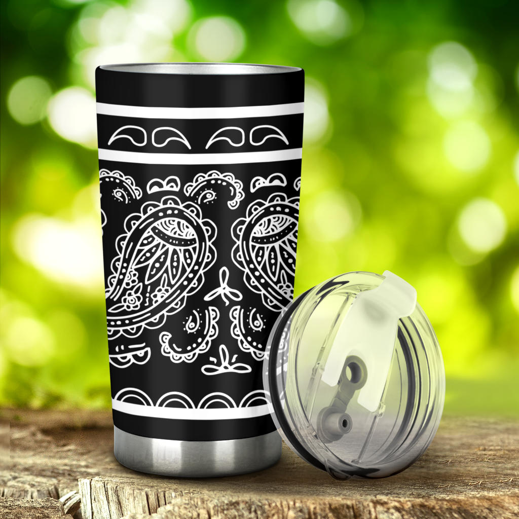 black bandana drink tumbler