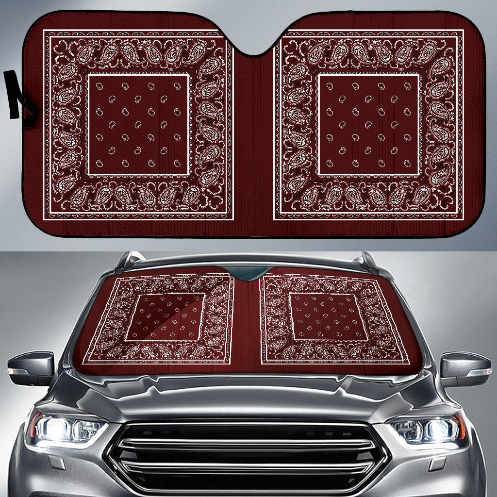 burgundy bandana hot rod car window shade
