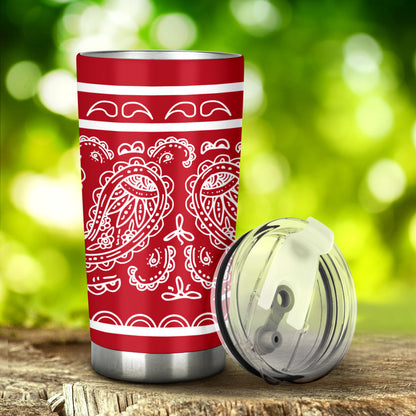 red bandana insulated car cup