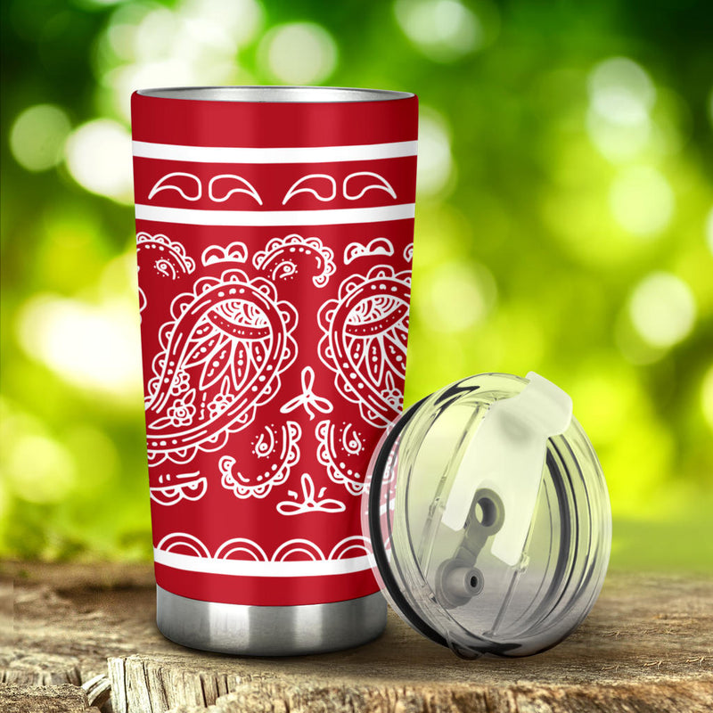 red bandana insulated car cup