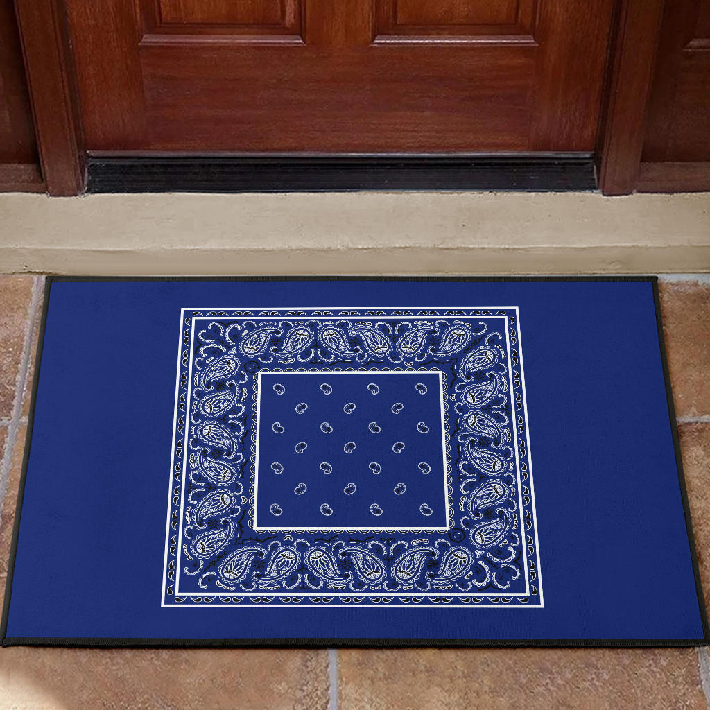 blue bandana door mat