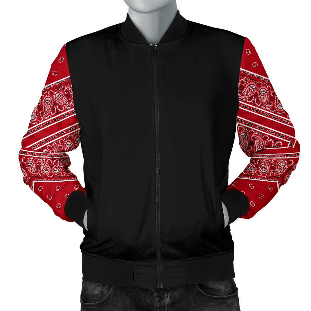 red bandana color block jacket