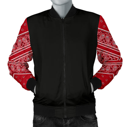 red bandana color block jacket