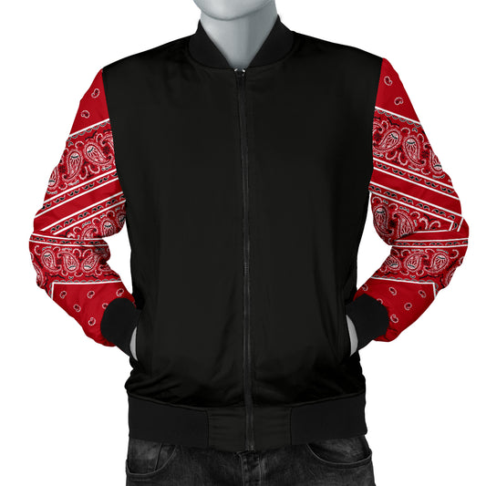 red bandana color block jacket