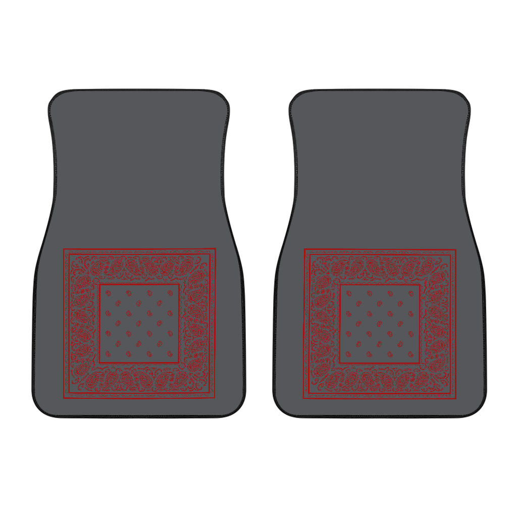 Dual Gray and Red Bandana Car Mats - Minimal