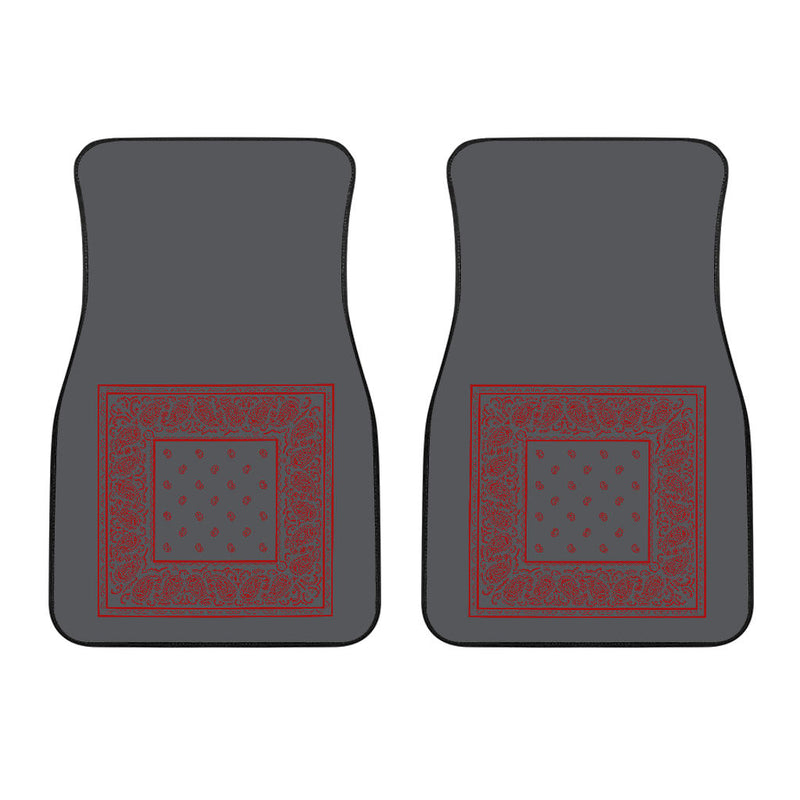 Dual Gray and Red Bandana Car Mats - Minimal