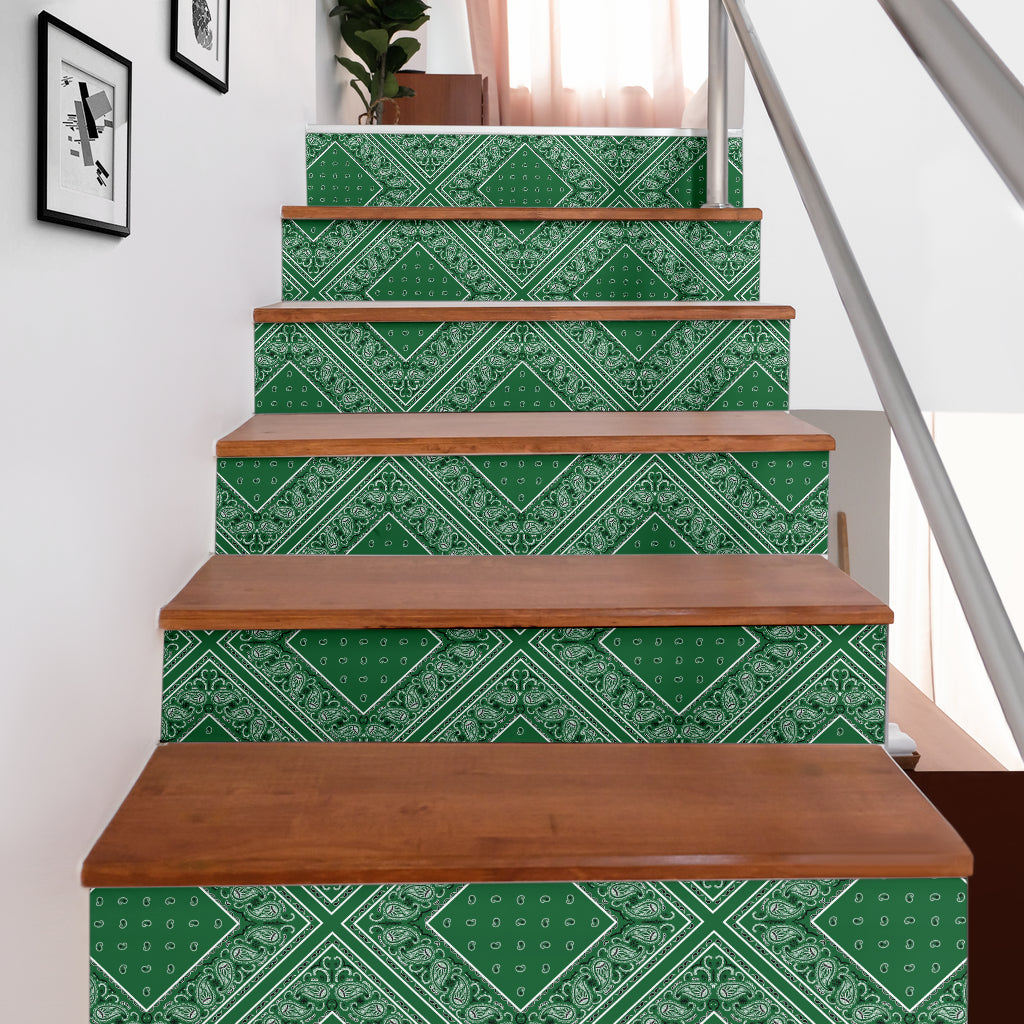 Classic Green Bandana Stair Stickers 6 Steps