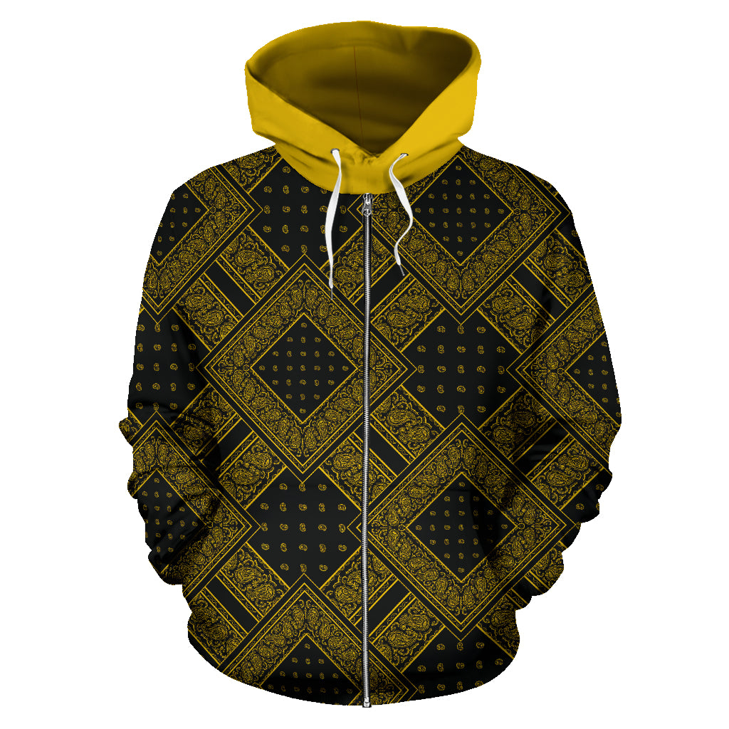 black and gold zip hoodie