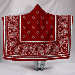 Maroon Bandana Hooded Blanket