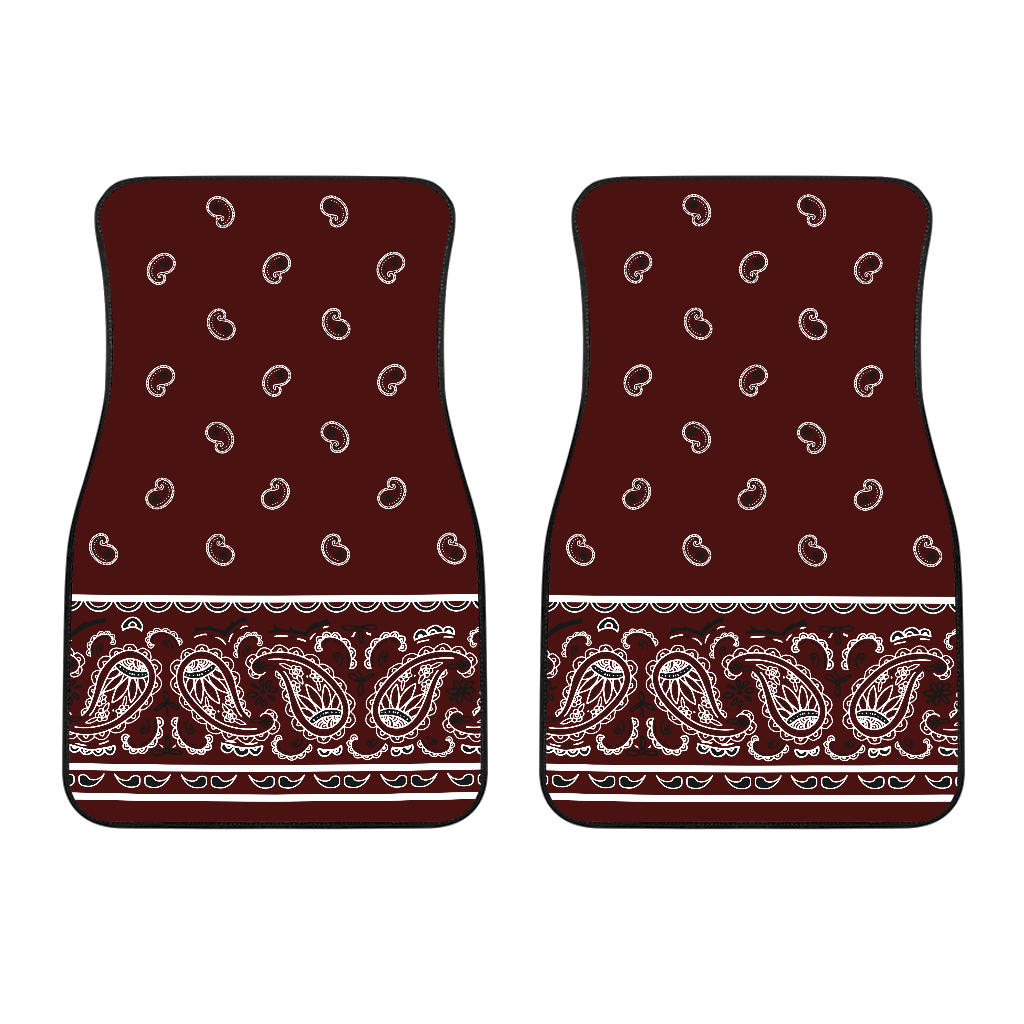 Dual Burgundy Bandana Car Floor Mats - Fancy