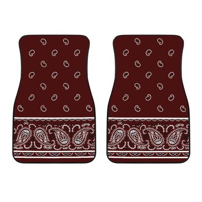 Dual Burgundy Bandana Car Floor Mats - Fancy