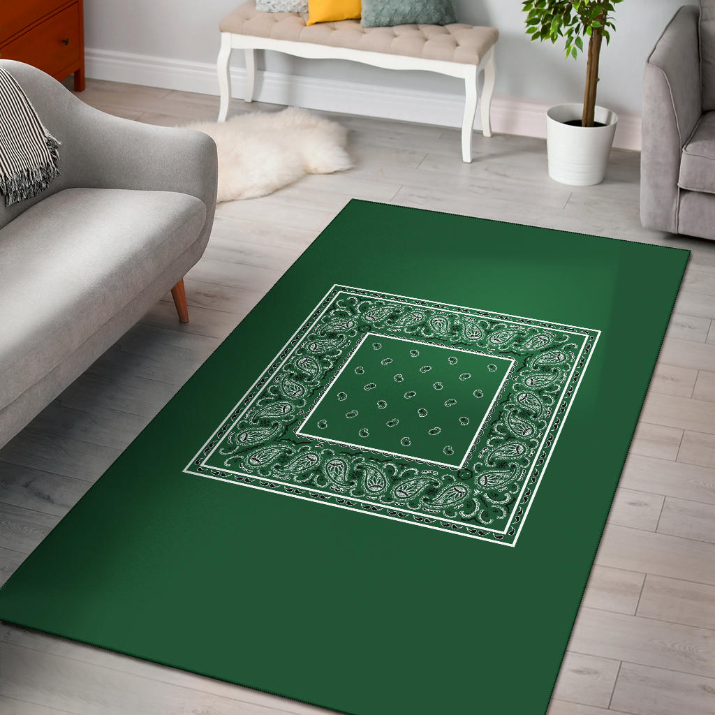 Classic Green Bandana Area Rugs - Minimal