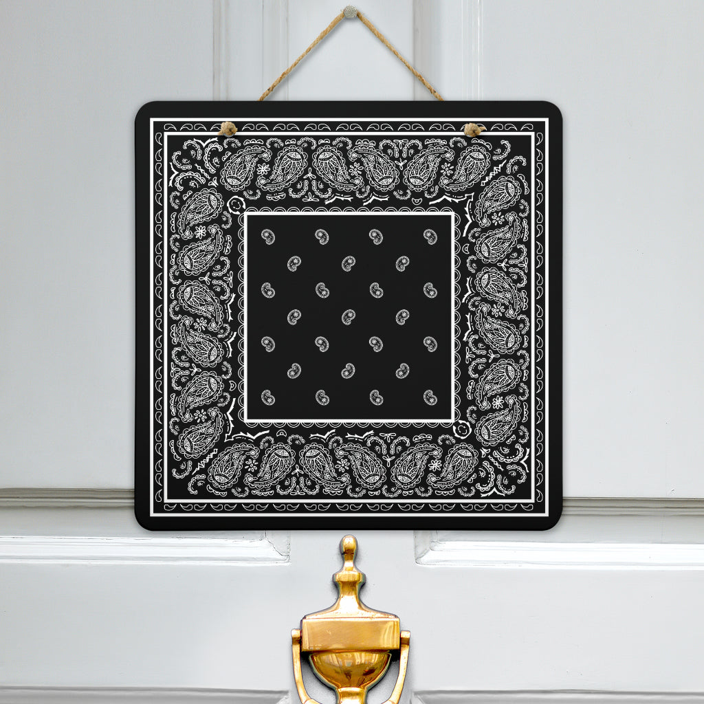 black bandana door sign