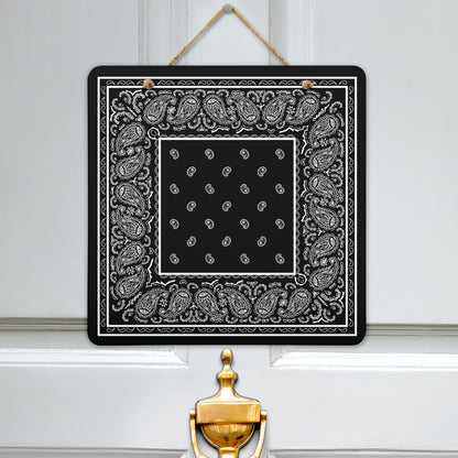 black bandana door sign
