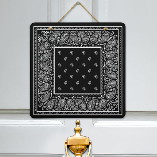 black bandana door sign